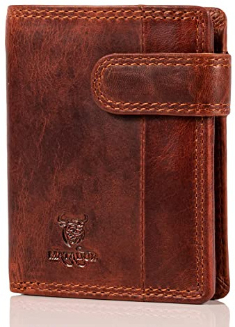 MATADOR Leder Herren Geldbörse Klein TÜV geprüfter RFID & NFC Schutz Portemonnaie Slim Wallet Brieftasche Leder Vintage Braun