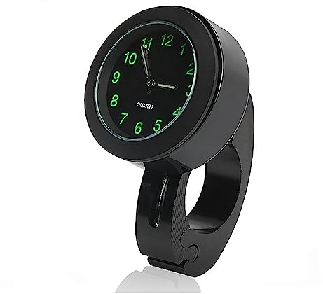 Fydun Motorrad Lenkeruhr 1 Stück Universal Lenker Uhr wasserdichte Lenker Glow Mount Clock Uhr für Meisten Motorrad Cruiser Chopper Custom (Schwarz)