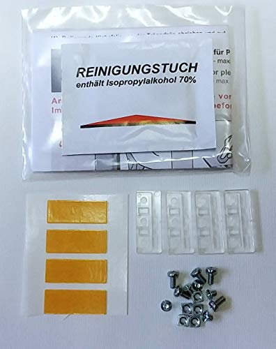 Nodeko Stick & fix Universal Klebeplatten zum Kleben/Montage von Plissee Faltstore im Fensterfalz ohne Bohren und Werkzeug, 4er Set für 1 verspanntes Plissee inklusive Reinigungstuch