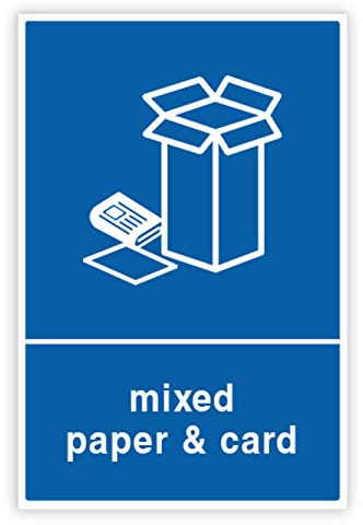 Pack of 2 Mixed Paper & Card Recycling Bin Stickers with Waterproof-Self Adhesive Bin Labels (or) Decals(A6-150 x 100 mm) Sara Prints V1070