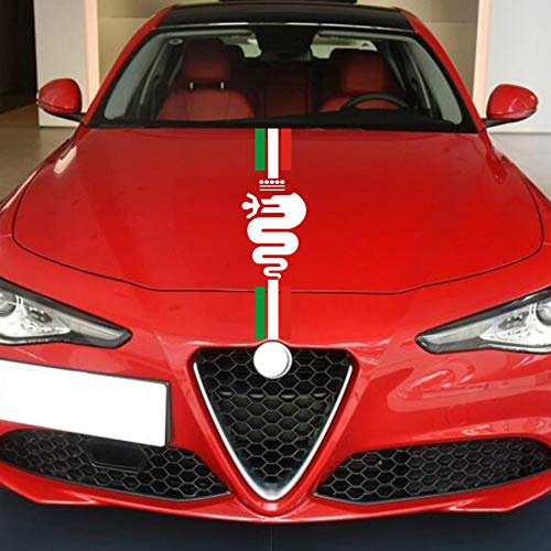 Auto Motorhaube Racing Stripes Grafik Aufkleber Abziehbilder Dekoration, für Alfa Romeo MiTo 147 156 159 166 Giulietta Giulia Stelvio Spider GT C4 8C Emblem (B)