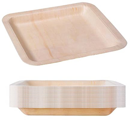 GRÄWE Set di Piatti Usa e Getta in Legno, 25 Pezzi, 21 cm, Stabili per 25 Persone, Più Resistenti della Carta, Ideali Come Stoviglie per Feste