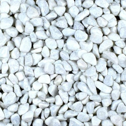 Kieselsteine Garten Zierkies Weiß 15-25 mm 25 kg Aquarium Kies Carrara Marmorkies Dekostein Weiße Kieselsteine Zierstein Marmor Kies Weiß Gabionen Steine