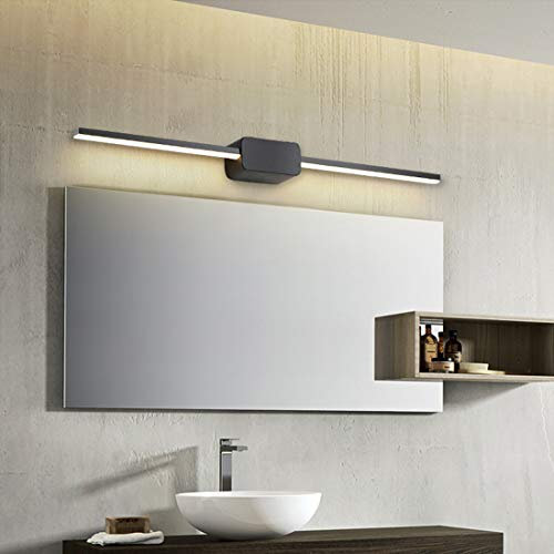 13W Spiegelleuchte Wandleuchte Modern Vintage LED Badezimmer Lampe, Minimalistisch Spiegellampe Make-up Licht, Schlafzimmer Leselicht Rustikal Wandbeleuchtung, L60cm, Natürliches Licht, IP44 (Schwarz)