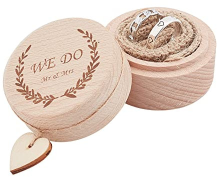 PH PandaHall Holz Ring Box, We Do Ringschatulle Doppelring-Display-Halter Mit Linie Gravierte Mini Ringkästchen Ehering Box Für Weihnachten Neujahr Valentinstag Muttertag Hochzeits Geschenke