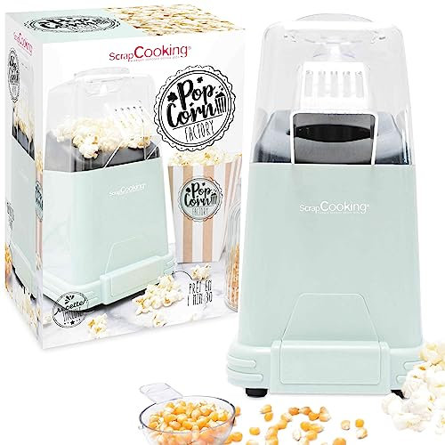 ScrapCooking - Pop Corn Factory - Machine à Popcorn Électrique - Prêt en 1 min 30 - Sans Huile ou Matières Grasses - Appareil Rétro Fêtes Anniversaires Cadeau - Vert d’Eau - 3898