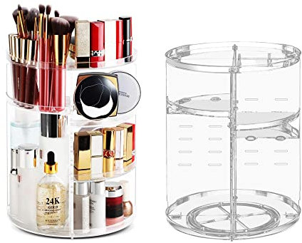 Make-Up Organizer 360° Drehbarer Transparentes Kosmetik Organizer Rotierender Beauty-Make Up Aufbewahrungskosmetikbox für Kommode Schlafzimmer Badezimmer(Clear)