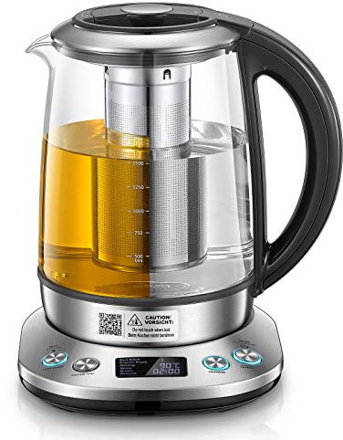 FOHERE Hervidor de Agua con Ajuste de Temperatura, Hervidor Eléctrico con 6 Ajustes Preestablecidos, 2 Horas de Función de Mantener Caliente, 2200 W Tetera de 1,7 L, Pantalla LCD