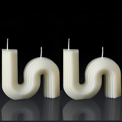 NatureMan Candele Estetiche a Forma di S, Minimaliste Geometriche in Cera di Soia, Profumate Decorative per Matrimoni, Compleanni, San Valentino - 2 Pezzi