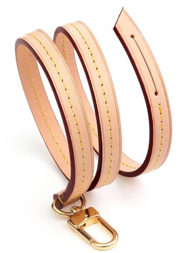 Jiesinlov Vachetta Leder Ersatz Taschen Riemen Schulterriemen für Multi Pochette Zubehör(Aprikose-Einzelne Schnalle-Breite:1.0cm,Länge:60cm)
