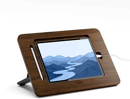 AFOOYO Bambus-Tablet-Zeichenständer, Tablet-Ständer – tragbar und verstellbar, 5 Winkel, für Laptop, Laptop-Ständer, Buch-Leseständer, kompatibel mit iPad Pro 3. – 6. Generation (Walnusslack)