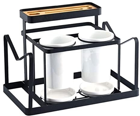 BODHIS Porte-Couteaux Bloc Couteaux Range Couteaux Couteau De Cuisine Bloc Porte-Couteaux Organisateur Céramique Fer Forgé Couteau Étagère Outils Support de Couteaux Bloc à Couteaux