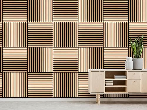 JANGAL Modular Wall Akustikpaneel, Echtholz Furnier Eiche (52x52 cm), Modulares Wandpaneel, mit recyceltem PET-Filz, zum Kleben oder Schrauben, Wandverkleidung, Wand Deko (Davert Oak Furnier)