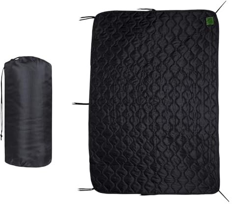 Military Woobie Blanket Thermal Insulated Poncho Liner Camping with Drawstring Carry Bag,Waterproof for Outdoor,Hiking (Black)