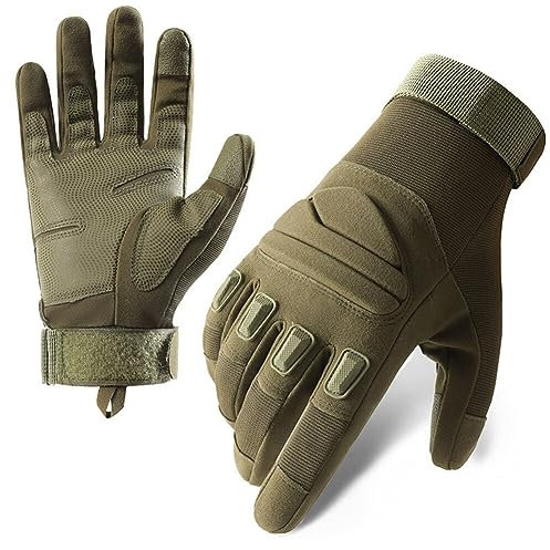 Asudaro Guantes tácticos hombres mujeres militares pantalla táctil guantes de ciclismo dedo completo airsoft escalada guantes para invierno ligeros al aire libre guantes militares verdes