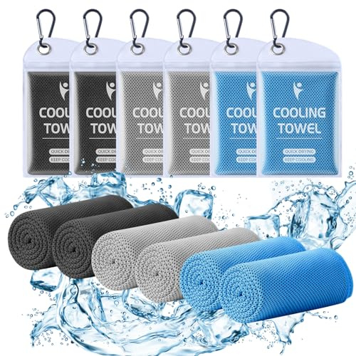 Clothirily 6 Pack Cooling Towels, 40x12 Breathable Gym Towel for Neck Face