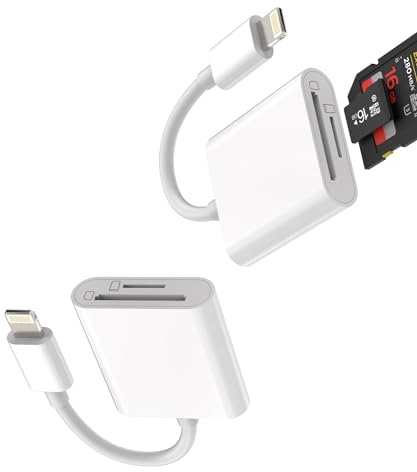 Lightning Adapter Jack Card Reader 2 in 1 (2 Pack) SD Kartenleser Micro SD Stick Download Foto Zubehör für Apple Iphone 14 13 12 11 Pro Max 7 8 Plus X SE für iPad Air Tablet Konverter