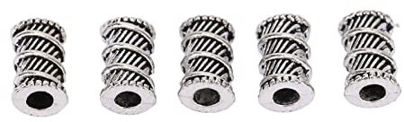BestAlice 50 Stück Wikinger-Bartperlen, Röhrenförmiger Faden, DIY-Herstellung, Mittlere Größe, Legierungsmaterial, Haarperlen, Antike Accessoires, Schmuck für DIY-Halsketten, Armbänder, Schmuckherstel