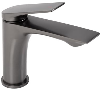 Rea Waschtischarmatur AVALON titanium Low Wasserhahn Bad Badarmatur aus Messing Armatur für Waschbecken Badezimmer Mischbatterie Waschbecken Einhebel (Titan)