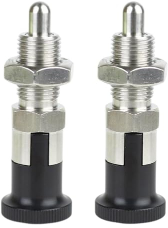 2PCS Stainless Steel Plunger Pin Tool Chest Toolbox Locking Hand Retractable Spring Loaded Plunger Knob Quick Release Pull Ring Pin Fine Teeth M8
