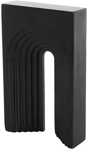 Deco 79 Marble Geometric Decorative Sculpture Rectangular Home Decor Statue with Arched Groove Interior, Accent Figurine 7 x 2 x 11, Black