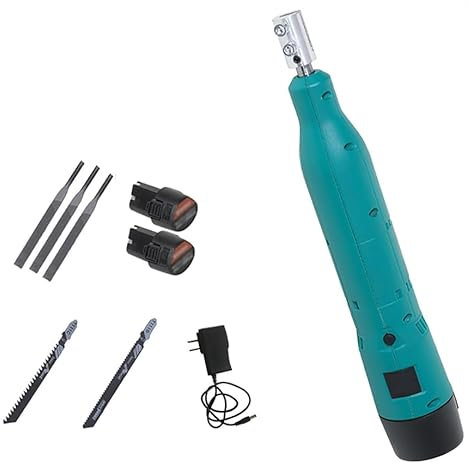 Luminexia Juego de limas y Escofinas,Lima de Acero Eléctrico,Juego de limas de Aguja,Lima y Sierra Recíproca de Iones de Litio de 12 V,para Metal/Madera/tubería/PVC/Corte de Acero
