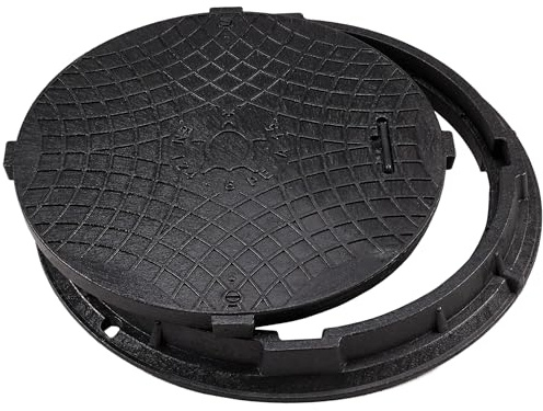 Couvercle de Regard BabylonPlast DN600/750 Couvercle de Réservoir de Regard A15 Ø600/750 mm, Capacité de charge jusqu'à 15 kN, Résistant aux UV et à la température (Noir)