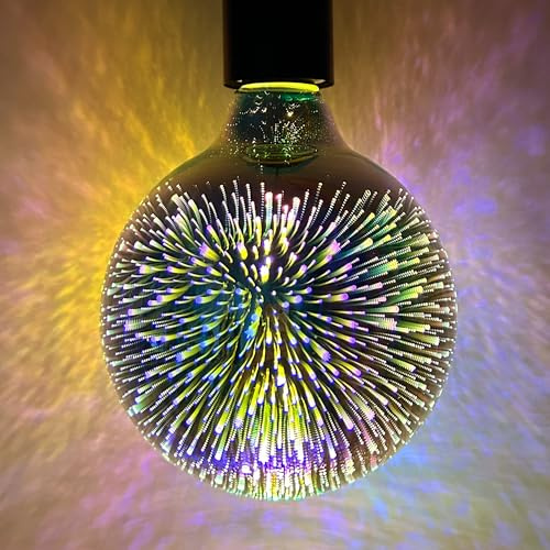 Karedle oard Lámpara LED de efecto 3D de fuegos artificiales para iluminación ambiental decorativa – Bombilla Edison G125 E27 7W 160lm 220-240V (sin parpadeo, no regulable, 1 unidad) [Clase energética