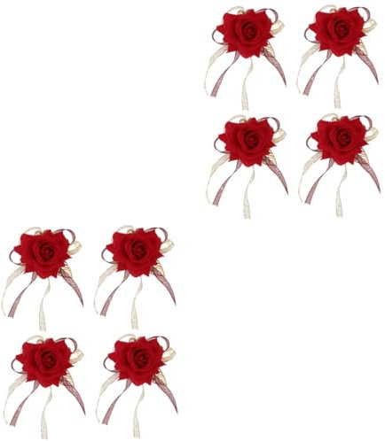 WRITWAA 8 Stk Realistische Ansteckblume Für Den Bräutigam Blumenbroschen Für Damen Hochzeitsbedarf Romantische Hochzeit Zubehör Für Frauen Brautaccessoires Blumenbrosche Aus Seide Rot