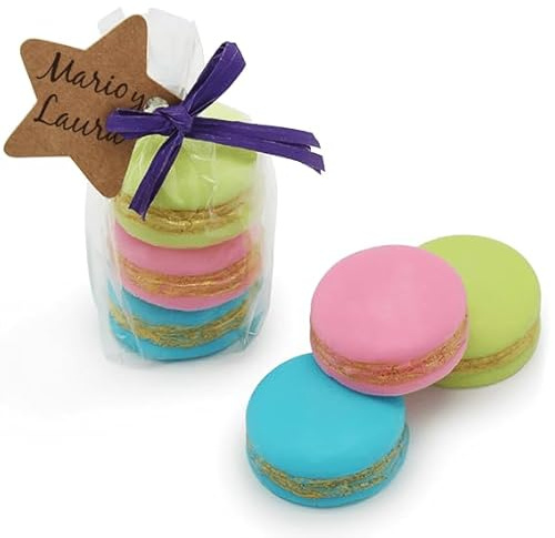 Kit para hacer jabones con forma de macarons | Receta, materiales e instrucciones completas | Ideal para regalar | Packaging de 10 | Crea 36 jabones únicos