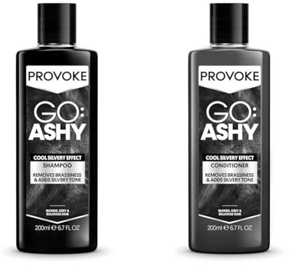 PROVOKE Go Ashy Double Bundle Shampoo 200ml & Conditioner 200ml, Removes Brassiness & Adds Silvery Tone to Hair, for Blondes, Silvers, Brunettes & Balayage