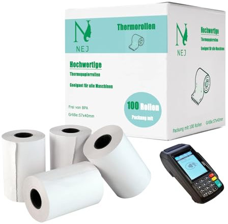 Ec-Cash Thermorollen 57mm x 18m x12mm (57x40x12)- Hochwertige Bonrollen für Kassensysteme Bankomat und Drucker (50)