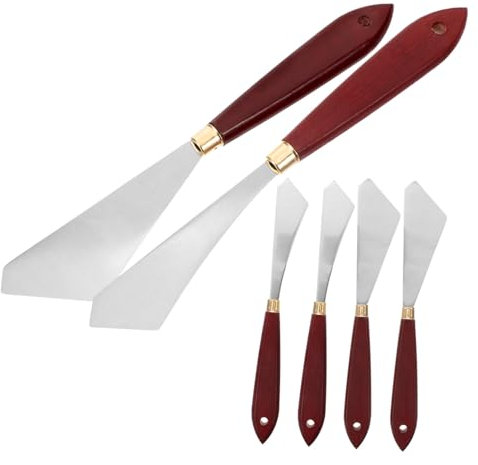 HOODANCOS 6piezas Espátulas De Metal para Al Óleo Juego Mango De Madera De y Raspado y