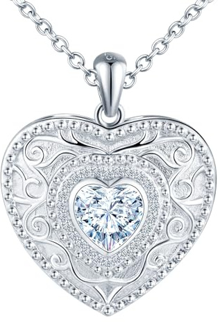 MICYUMI Damen Herz Foto Medaillon Halskette 925 Sterling Silber Herz Kette Cubic Zirkonia Anhänger