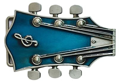 GANYKQ Boucle de ceinture en métal vintage en forme de guitare délicate Accessoires Western Rock, bleu, Comme décrit