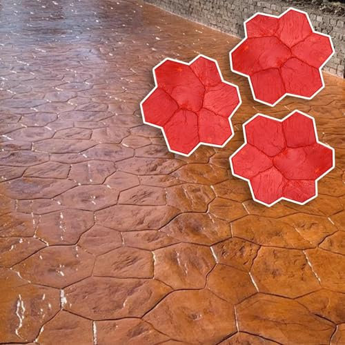 Moldes Hormigon Impreso Moldes para Estampar Hormigón con Textura de Piedra, Almohadillas para Estampar Cemento Realistas, Alfombrillas Decorativas para Estampar Hormigón para Caminos, Patios y Pasare