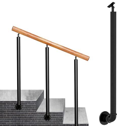 Postes de barandilla de escalera de montaje lateral, pasamanos de hierro forjado de metal con husillos de barandilla ajustables de 270°, columna de barandilla de cubierta de porche interior y exterior