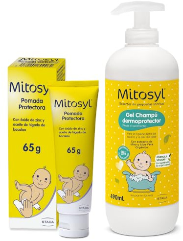 Mitosyl – Pack Crema de Pañal y Champú para bebé - Crema de pañal protectora 65 gr - Previene y trata las irritaciones de la piel del bebé + Mitosyl Gel Champú para bebé y piel sensible 400 ml