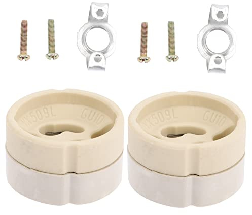 VILLCASE GU10/GZ10 Light Socket Bracket 2-Pack Porcelain Candelabra Replacement Socket for Ceiling Lights Compatible Standard Bulbs and Fixtures