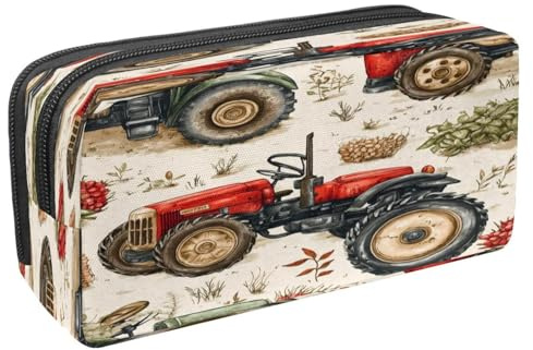 VAPOKF Federmäppchen, Federmäppchen, Schüler-Schreibwaren-Tasche mit Reißverschluss, für Jungen und Mädchen, Schul- und Bürobedarf, Traktoren auf dem Bauernhaus, multi, 2.3x8.2x3.9in/6x21x10cm