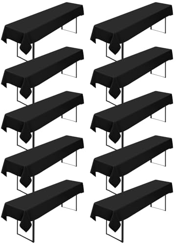 10 Stück Biertisch Tischdecke,für 50-70 cm Tischbreite, Schwarz Biertisch Biertischhussen Bierzeltgarnitur Rechteckige Tischdecken Waschbar 100x250cm für Gartenbankett-Gartenmöbel