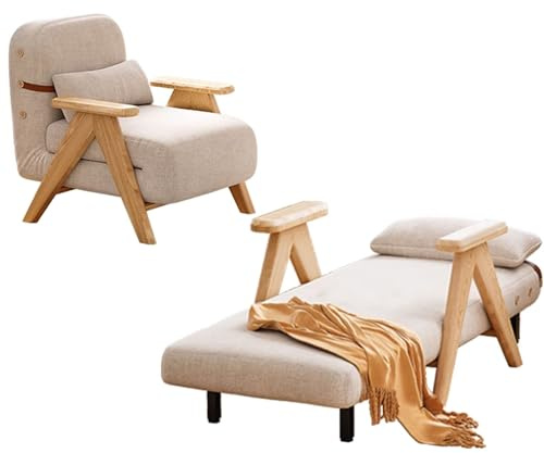 Recamiere Mit Schlaffunktion Schlafsofa Schlafcouch Mit Verstellbarer Rückenlehne Schlangenfederunterstützung Baumwoll- Und Leinenstoffe Keine Installation Erforderlich(Multi-Colored)