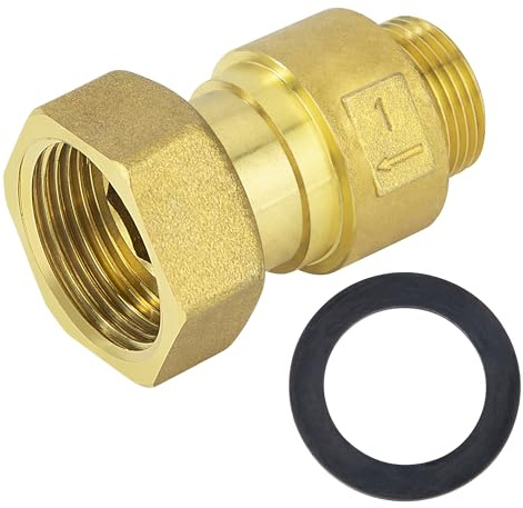 Messing Rückschlagventil, 1 Stück 1-1/4 Innengewinde x 1 Außengewinde Rückflussverhinderer für Pumpe, Waschmaschinen, Garten, Brunnen, Fass, Wasserleitung