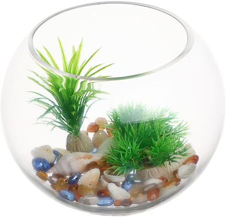 TOGEVAL Rundes Transparentes Fischglas Stabiles Aquarium für Goldfische Schildkröten und Garnelen Multifunktionaler Desktop Aquarientank für Büro und Wohnzimmer Dekorativ und Langlebig