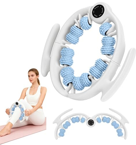 Cellulite Massagerolle mit abnehmbarem Griff – 360° verstellbare Faszienrolle für Beine, Rücken & Nacken – Manuelles Massagegerät zur Muskelentspannung (Eiskristallblau)