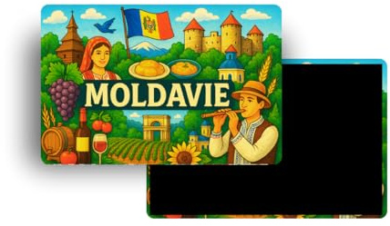 Kühlschrankmagnete – 120 Länder zur Auswahl – Touristische Souvenirs – Länder der Welt – Dekorative Kühlschrankmagnete – Reisegeschenk – Traditioneller Stil – 5,4 x 7,8 cm – 1 Stück (Moldawien)