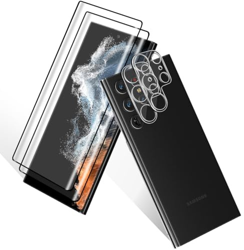 Rnnmeeko [2+2 Piezas Protector de Pantalla para Samsung Galaxy S22 Ultra Cristal Templado Y Protector de Lente de Cámara, 9H Dureza Sin Burbujas Antihuellas, Screen Protector para Samsung S22 Ultra