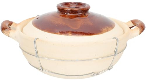 BAZEITFLOW Olla de Barro con Asa para Cocinar Arroz y Sopas Cazuela Tradicional Resistente Altas Temperaturas Utensilio de Cocina Fácil de Limpiar para Uso Doméstico