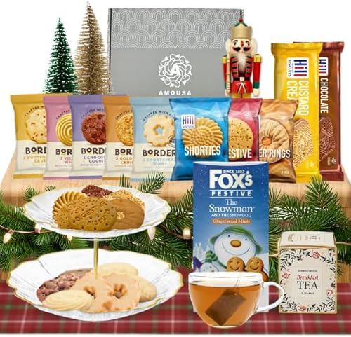 Christmas Afternoon Tea Hamper – Tea and Biscuits Gift Set with 10x TeaBags, The Snowman Gingerbread Minis, & More Biscuit Classics – Tea and Biscuits Hamper for Women & Men