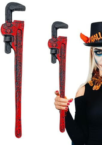Halloween skiftnyckel Prop – slagtålig syntetisk polymer , fiktiv replikeringsmodul för handverktyg, målad sliten metallyta, High-Fidelity Cosplay skådespelarinstrument | Skrämmande underhållning